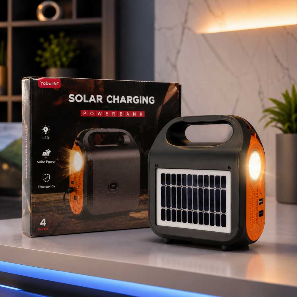 Solar Charging Power Bank with LED Light | Portable Emergency Solar power bank